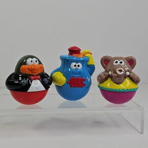 Hasbro Playskool WEEBLES Wobble Set Of 3, Elephant, Penguin, Stove, Vintage